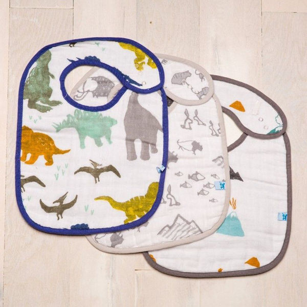 Picture of Cotton Muslin Classic Bib 3 Pack - Dino Friends by Little Unicorn