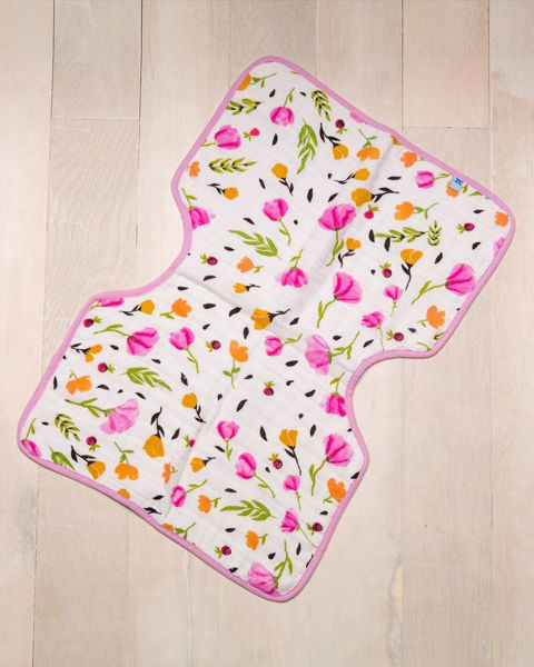 Picture of Cotton Muslin Burp Cloth -Berry & Bloom by Little Unicorn