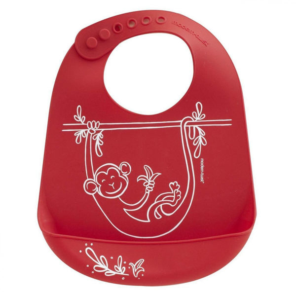 Picture of Bucket Bib - Monkey Business - Red