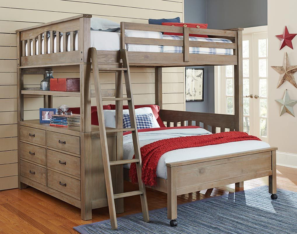 Full sized loft with built in full dresser, shown with optional second
