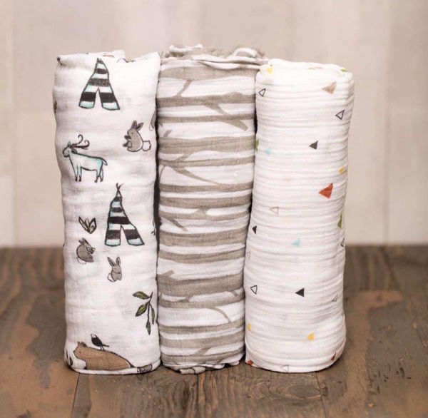 Picture of Cotton Muslin Swaddle 3 Pack - Forest Friends by Little Unicorn