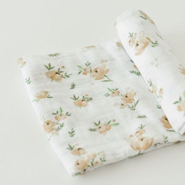 Picture of Cotton Muslin Swaddle Single - Yellow Rose by Little Unicorn