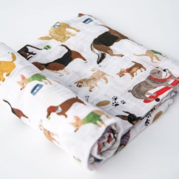Picture of Cotton Muslin Swaddle Single - Woof by Little Unicorn
