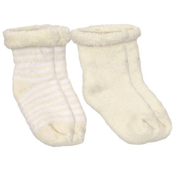 Picture of Newborn Socks Terry 2-Pack - Butter Solid with Butter Stripe