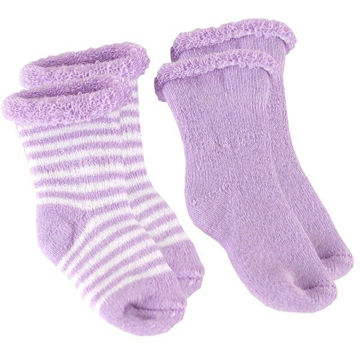 Picture of Newborn Socks Terry 2-Pack - Lilac Solid with lilac Stripe