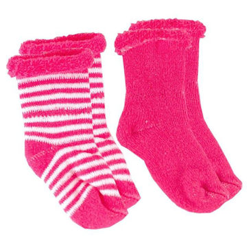 Picture of Newborn Socks Terry 2-Pack - Fuchsia Solid / Strip