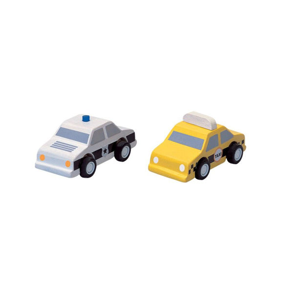 Picture of City Taxi & Police Car - by Plan Toys