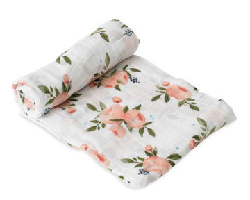Picture of Cotton Muslin Swaddle Single - Watercolor Roses by Little Unicorn