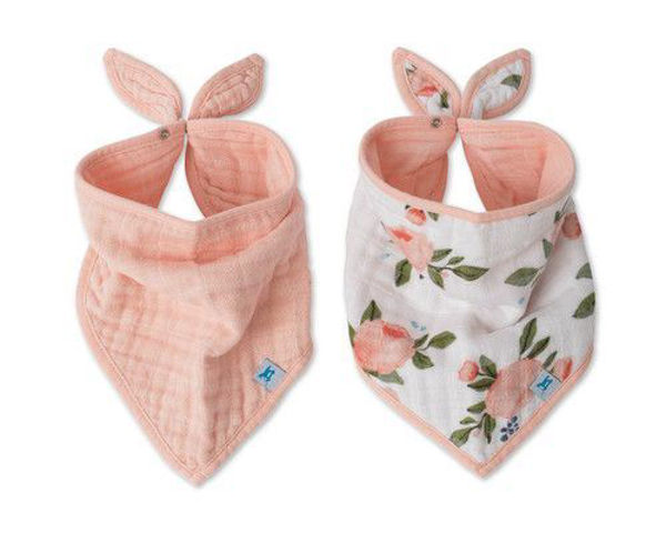 Picture of Cotton Muslin Bandana Bib 2 pack - Watercolor Roses