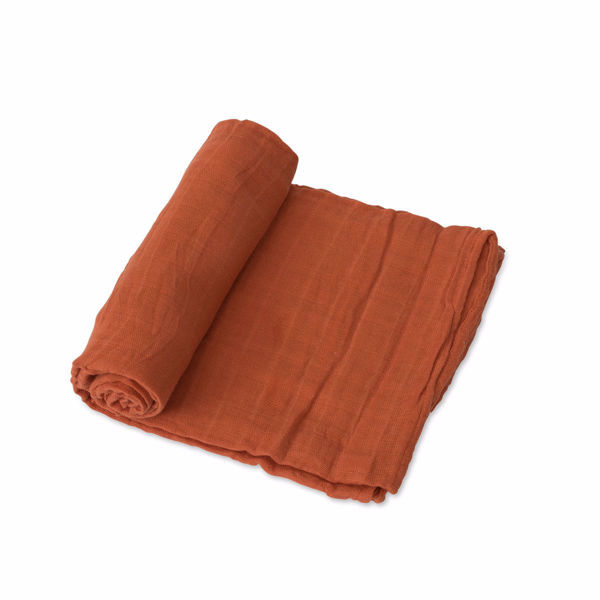 Picture of Cotton Muslin Swaddle Single - Rust by Little Unicorn