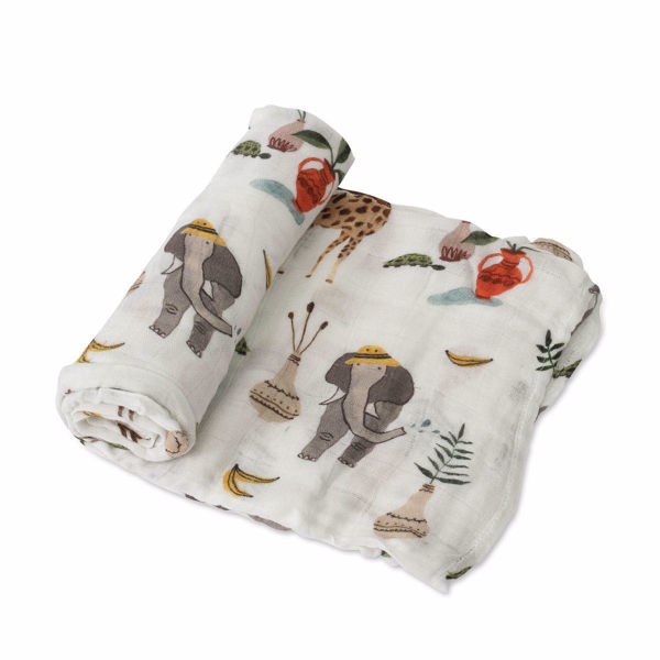 Picture of Deluxe Bamboo Muslin Swaddle Single - Safari Social by Little Unicorn