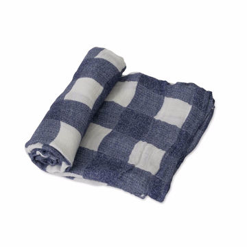 Picture of Deluxe Bamboo Muslin Swaddle Single - Blue Plaid by Little Unicorn