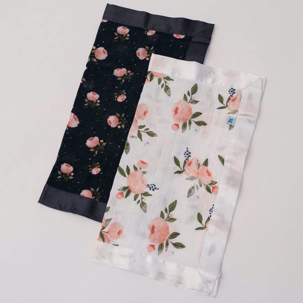 Picture of Cotton Muslin Security Blanket 2 Pack - Watercolor Roses by Little Unicorn