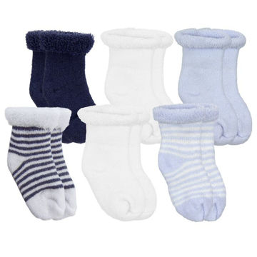 Picture of Newborn Socks Terry 6-Pack - Navy/White/Blue
