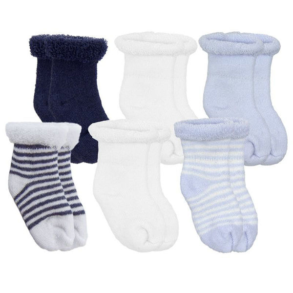 Picture of Newborn Socks Terry 6-Pack - Navy/White/Blue | by Kushies