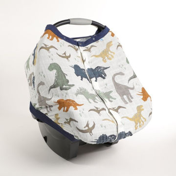 Picture of Cotton Muslin Car Seat Canopy 2 - Dino Friends by Little Unicorn