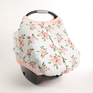Picture of Cotton Muslin Car Seat Canopy 2 - Watercolor Roses by Little Unicorn