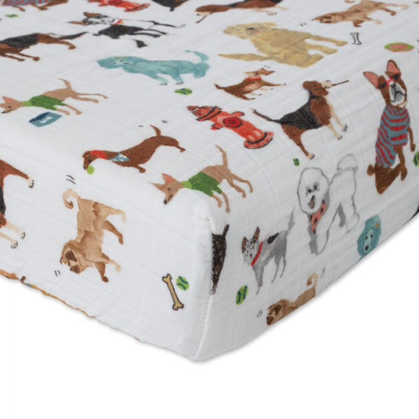 Picture of Cotton Muslin Changing Pad Cover - Woof by Little Unicorn