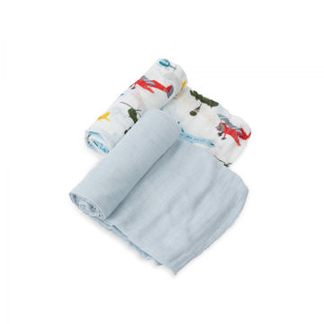 Picture of Deluxe Bamboo Muslin Swaddle 2 Pack - Air Show by Little Unicorn