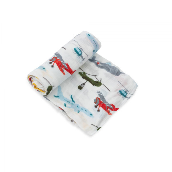 Picture of Deluxe Bamboo Muslin Swaddle Single - Air Show by Little Unicorn