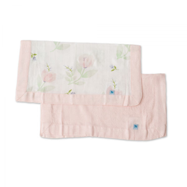 Picture of Deluxe Bamboo Muslin Security Blanket 2 Pack - Pink Peony by little Unicorn