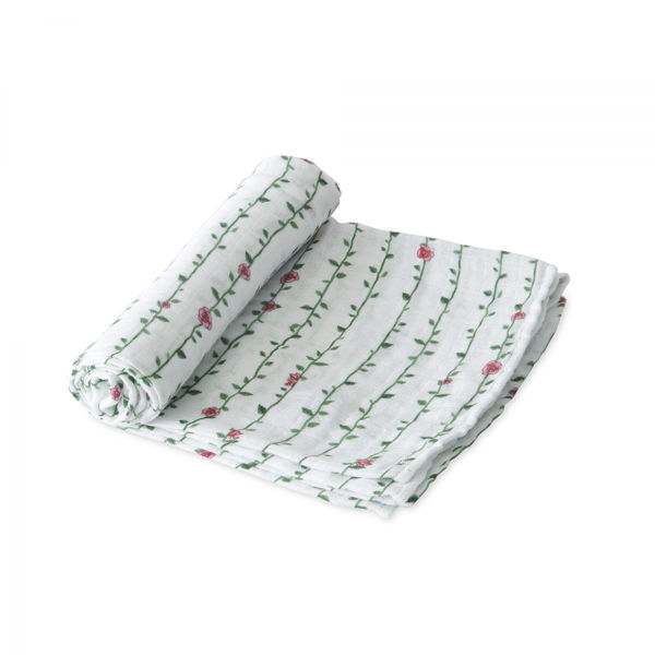 Picture of Cotton Muslin Swaddle Single - Rose Vine by Little Unicorn