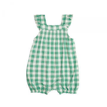 Picture of Angel Dear Green Gingham Smocked Front Bamboo Overall Shortie
