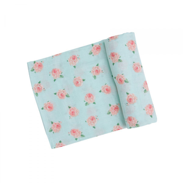 Picture of Petite Rose Muslin Swaddle Blanket Blue (47 x 47)