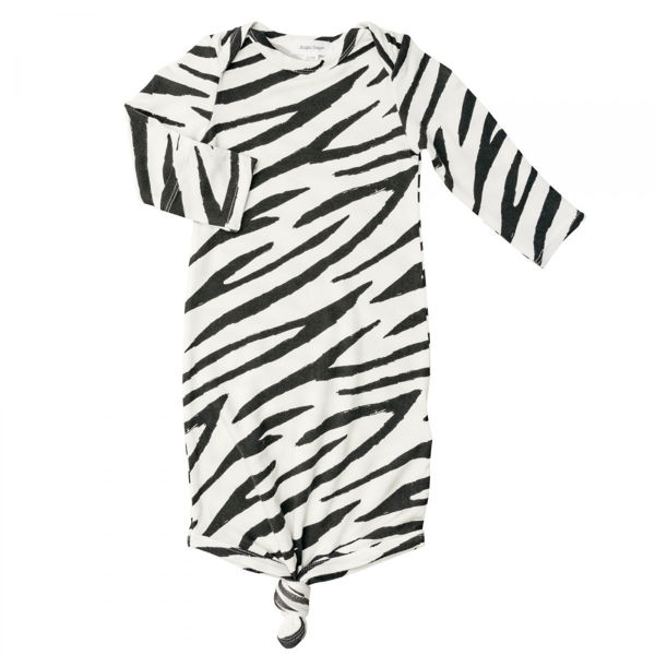 Picture of Zebra Print Knotted Gown Black - Newborn to 3 Months