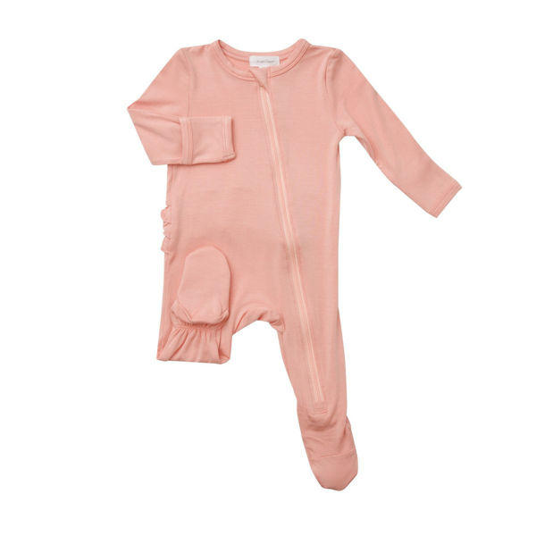 Picture of Solid Basics Zipper Footie Pink