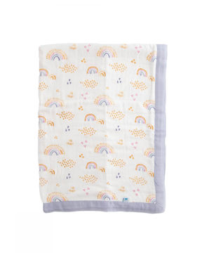 Picture of Deluxe Muslin Baby Blanket - Rainbows & Rain by Little Unicorn