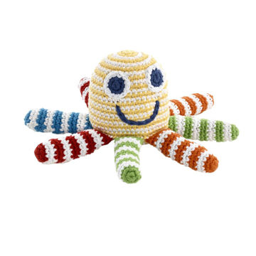Picture of Octopus Rattle Rainbow - Free Trade 100% Cotton - by Pebble