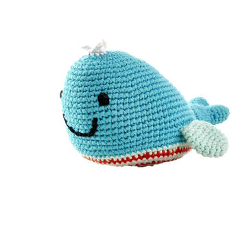 Picture of Whale Rattle - Deep Turquoise - Free Trade 100% Cotton - by Pebble