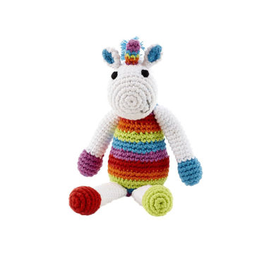 Picture of Small Unicorn Rattle - Free Trade 100% Cotton - by Pebble