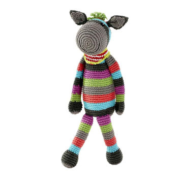 Picture of Stripey Donkey Rattle - Free Trade 100% Cotton - by Pebble