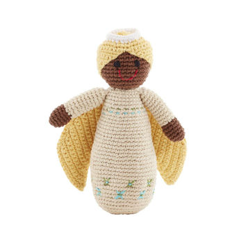 Picture of Angel Rattle Cream - Free Trade 100% Cotton - by Pebble