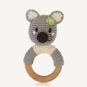 Picture of Wooden Teething Ring Rattle Koala - Free Trade 100% Cotton - by Pebble