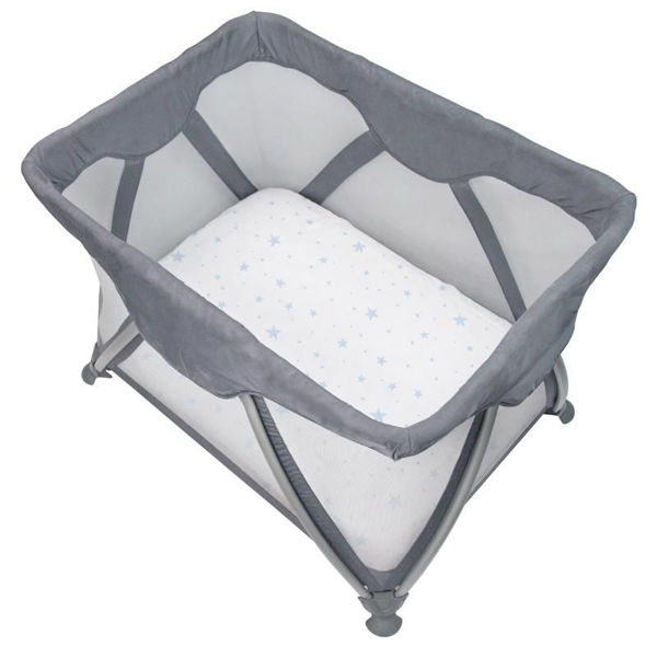 Picture of Cotton Flannel Playard Sheet - Blue Scribble Stars