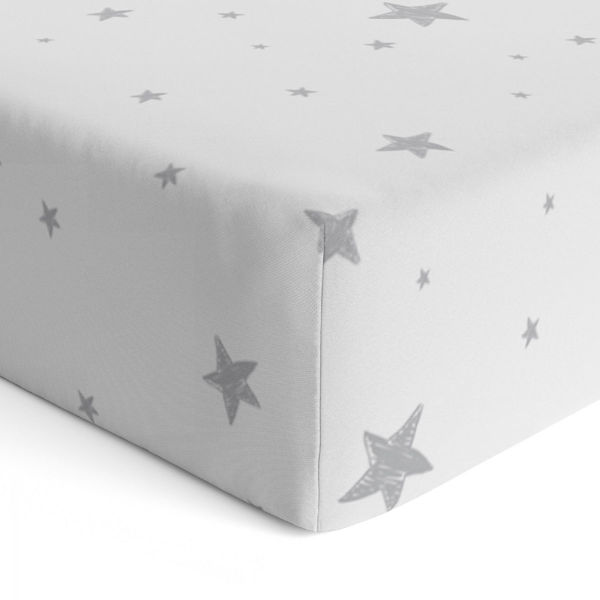 Picture of Flannel Crib Sheet - Grey Scribble Stars | by Kushies