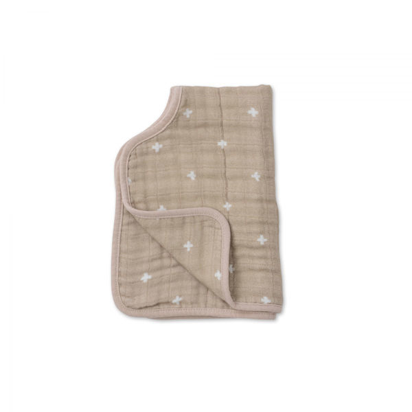 Picture of Cotton Muslin Burp Cloth - Taupe Cross by Little Unicorn