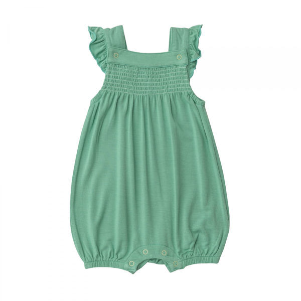 Angel Dear Winter Green Smocked Front Bamboo Overall Shortie