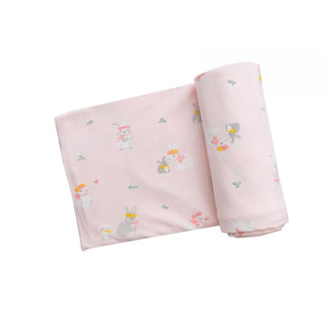 Picture of Bunny in Pink Bamboo Swaddle Blanket 45" X 45"
