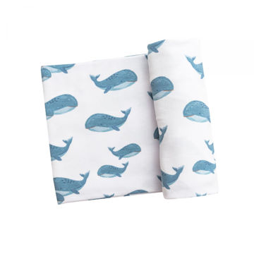 Picture of Blue Whales Bamboo Swaddle Blanket 45" X 45"