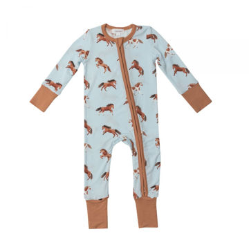 Picture of Angel Dear Blue Horses 2 Way Zipper Romper