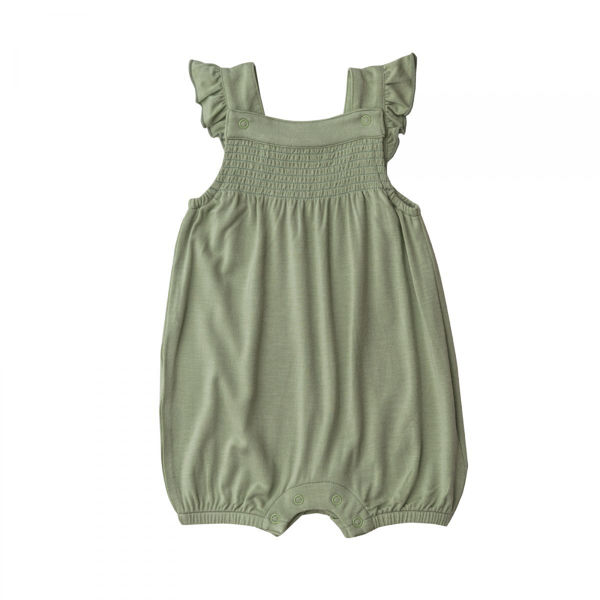Picture of Angel Dear Epsom Green Smocked Front Bamboo Overall Shortie