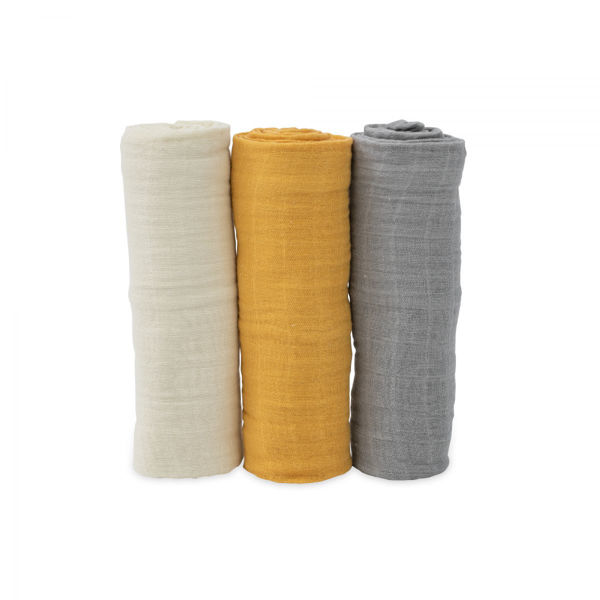 Picture of Cotton Muslin Swaddle 3 Pack - Mustard by Little Unicorn