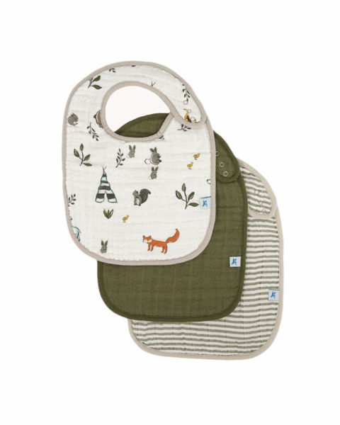 Picture of Cotton Muslin Classic Bib 3 Pack - Forest Friends 2 by Little Unicorn