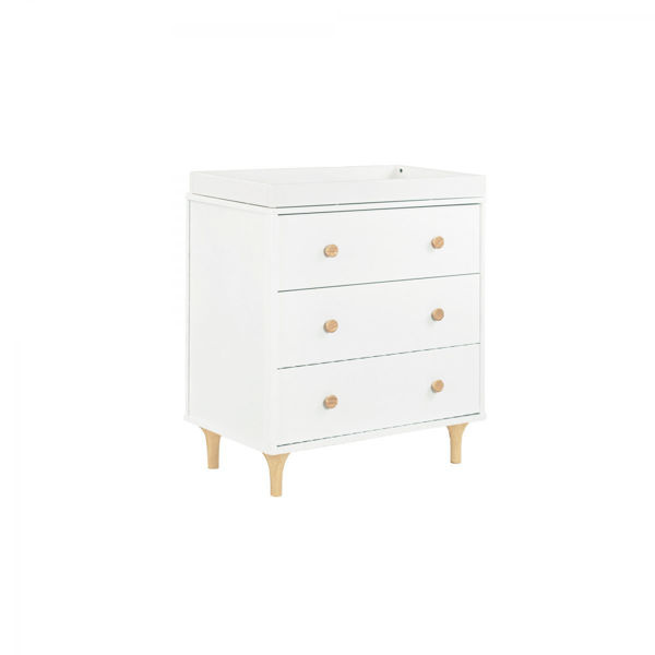 Picture of Lolly 3-Drawer Changer Dresser with Removable Changer Tray - White & Natural - By Babyletto