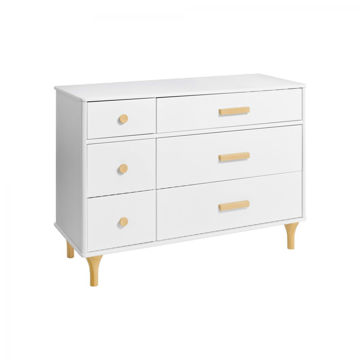 Picture of Lolly 6 Drawer Double Dresser - White & Natural - By Babyletto