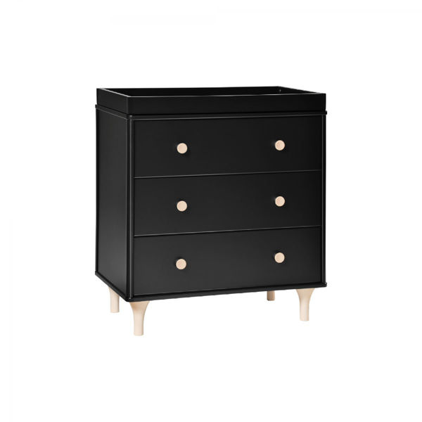 Picture of Lolly 3-Drawer Changer Dresser with Removable Changer Tray - Black and Washed Natural - By Babyletto